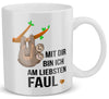 22Feels® Geschenk für Paare - Tasse mit Spruch: Mit Dir Bin Ich Am Liebsten Faul (Weiss, 320ml)-Weisse Tasse 320ml-22Feels