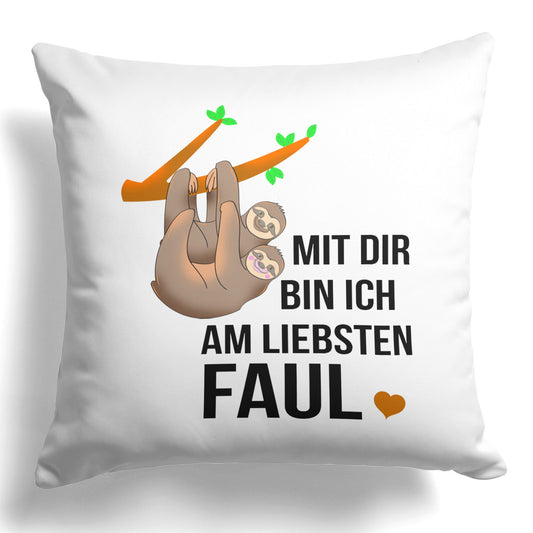 22Feels® Paar Geschenk zum Jahrestag, Valentinstag, Hochzeitstag etc. - Kissen mit Spruch (Weiss 40x40cm)-Kissen Weiss 40x40-22Feels