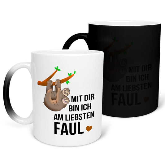 22Feels® Pärchen Geschenk zum Jahrestag, Hochzeitstag, Valentinstag etc. - Zaubertasse mit Spruch (Matt-Schwarz und Weiss, 320ml)-Farbwechsel Tasse Matt 320ml-22Feels