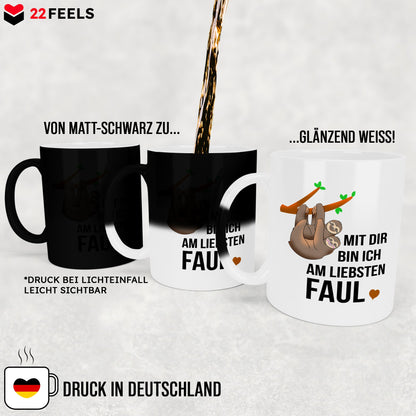 22Feels® Pärchen Geschenk zum Jahrestag, Hochzeitstag, Valentinstag etc. - Zaubertasse mit Spruch (Matt-Schwarz und Weiss, 320ml)-Farbwechsel Tasse Matt 320ml-22Feels