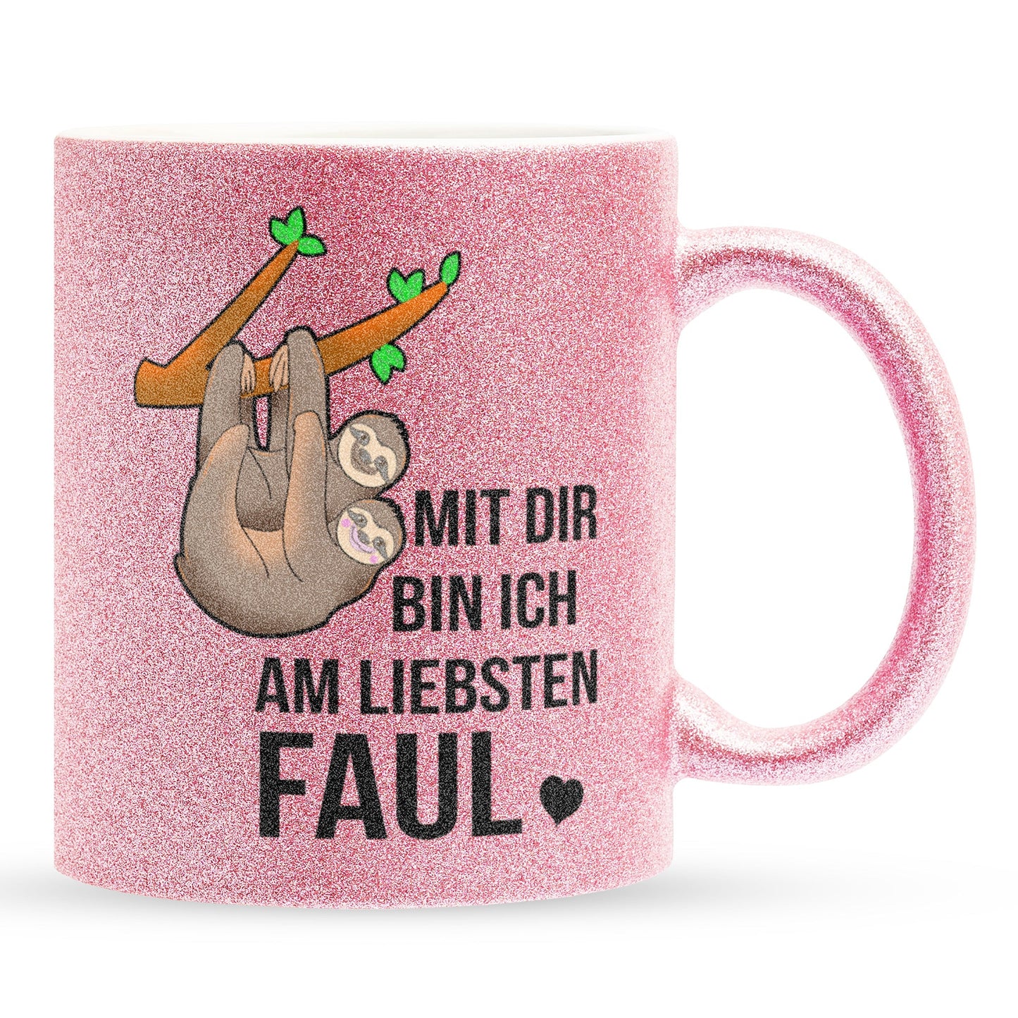 22Feels® Pärchen Geschenk zum Jahrestag, Hochzeitstag, Valentinstag etc. - Glitzertasse mit Spruch (Pink, 320ml)-Glitzertasse Pink 320ml-22Feels