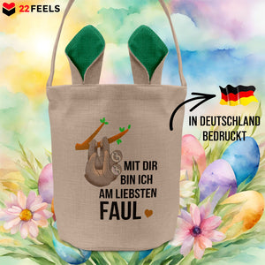 22Feels® Männer Frauen Osterkorb Ehefrau Ehemann Freund Freundin Ostern mit Henkel Ostergeschenk Tragetasche Ostern Deko Osternest Körbchen Hasenohren (Beige/Grün)-Ostern Tragetasche-22Feels