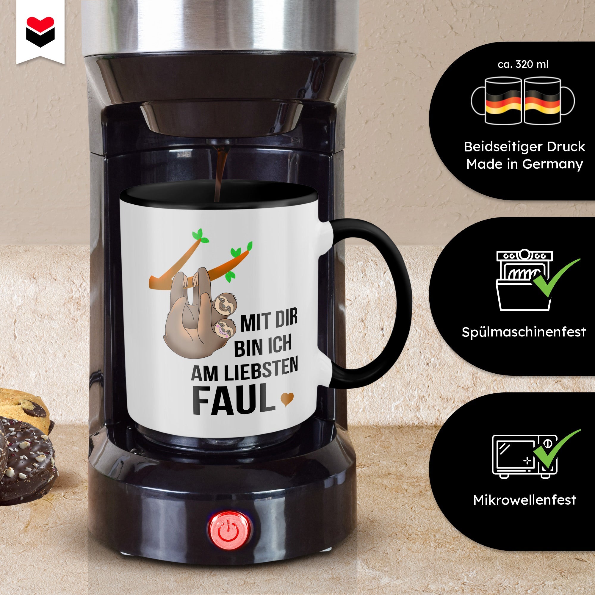 22Feels® Pärchen Geschenk zum Jahrestag, Hochzeitstag, Valentinstag etc. - Tasse mit Spruch (Weiss-Schwarz, 320ml)-TwoTone Tasse Weiss-Schwarz 320ml-22Feels