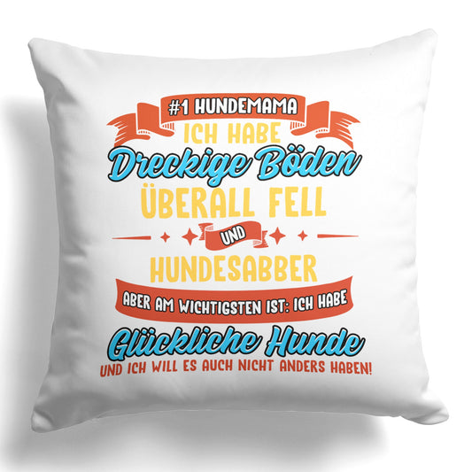 22Feels® Hundemama Geschenk für Dog Moms und Hunde Frauchen - Kissen mit Spruch (Weiss 40x40cm)-Kissen Weiss 40x40-22Feels