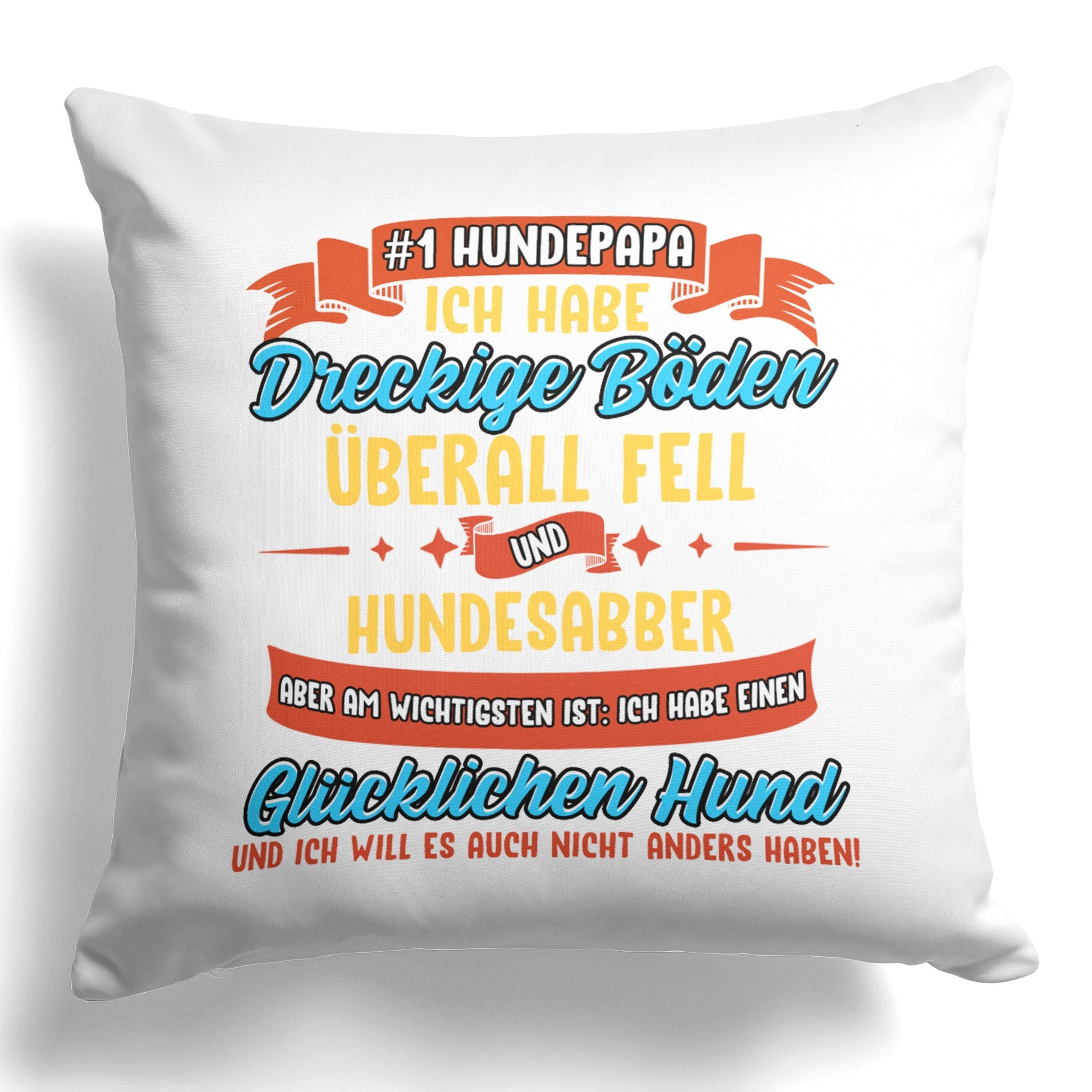 22Feels® Hundepapa Geschenk für Dog Dads und Hunde Herrchen - Kissen mit Spruch (Weiss 40x40cm)-Kissen Weiss 40x40-22Feels