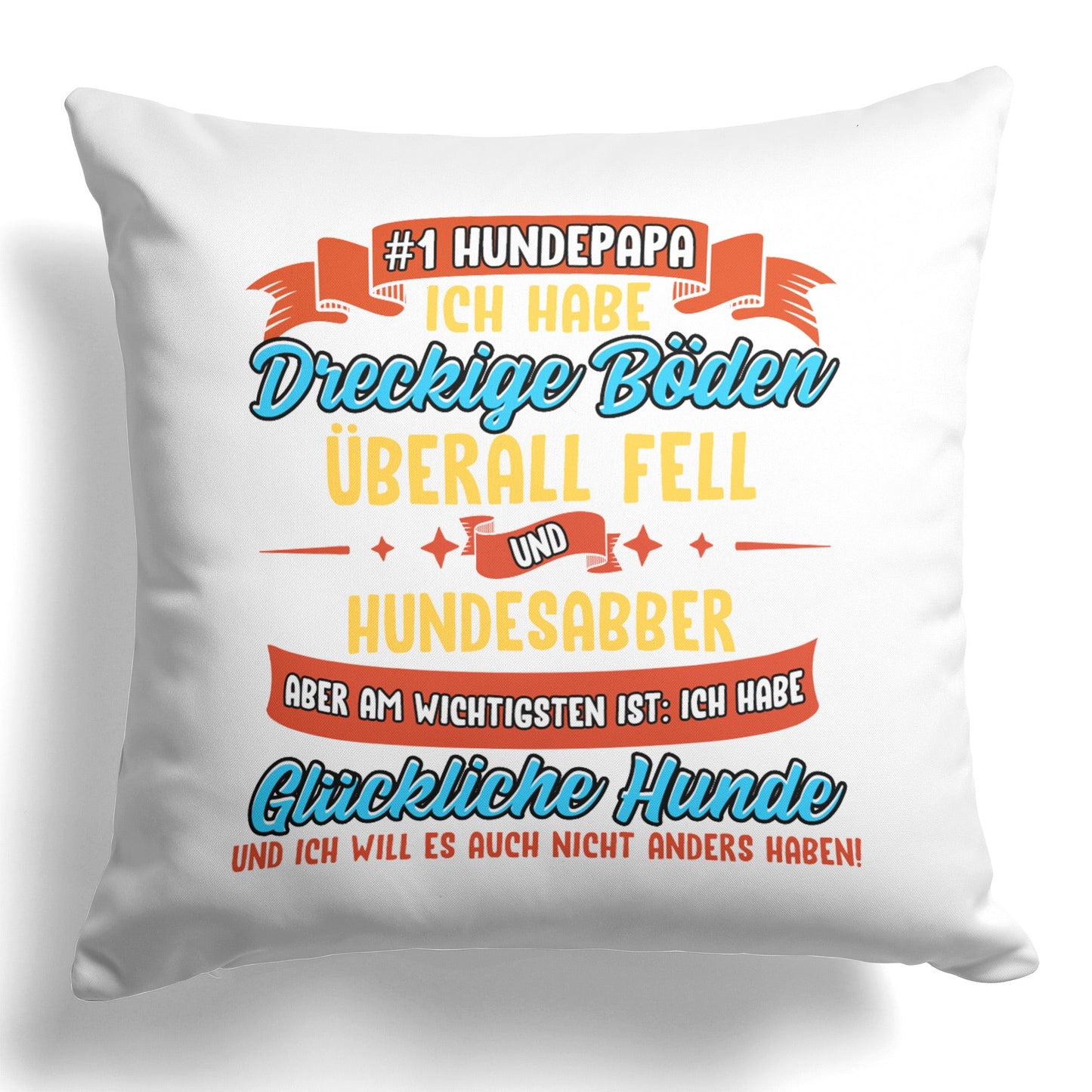 22Feels® Hundepapa Geschenk für Dog Dads und Hunde Herrchen - Kissen mit Spruch (Weiss 40x40cm)-Kissen Weiss 40x40-22Feels