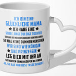 22Feels® Mama Geschenk von Tochter - Tasse mit Spruch: Sture Prinzessin (Herzhenkel, Weiss, 320ml)-Tasse Weiss Herzhenkel 320ml-22Feels