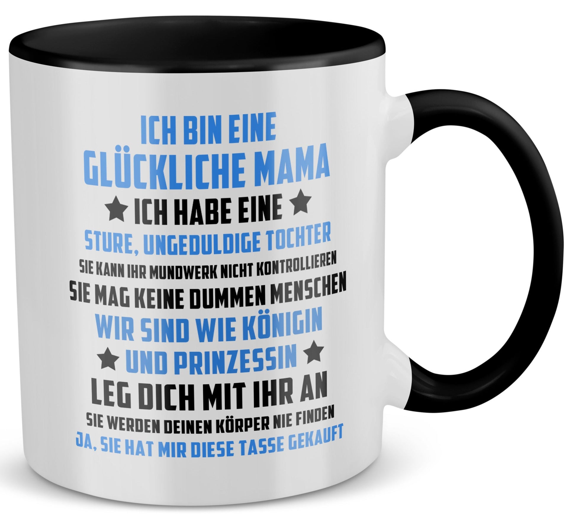 22Feels® Mama Geschenk von Tochter - Tasse mit Spruch (Weiss-Schwarz, 320ml)-TwoTone Tasse Weiss-Schwarz 320ml-22Feels