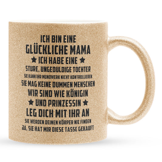 22Feels® Mama Geschenk von Tochter - Glitzertasse mit Spruch (Gold, 320ml)-Glitzertasse Gold 320ml-22Feels