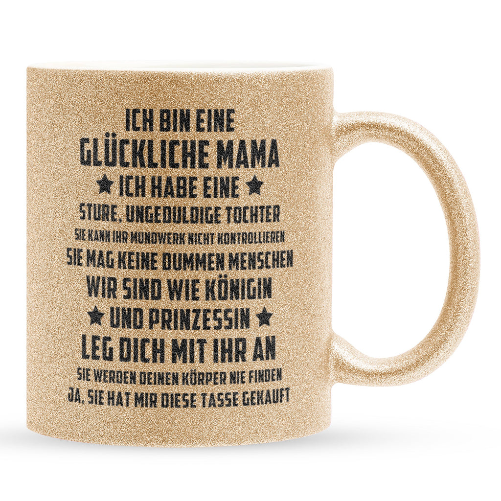 22Feels® Mama Geschenk von Tochter - Glitzertasse mit Spruch (Gold, 320ml)-Glitzertasse Gold 320ml-22Feels
