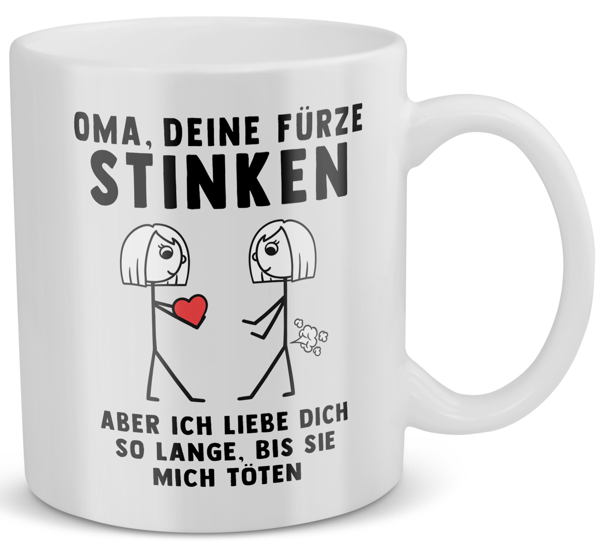 22Feels® Grossmutter Geschenk von Enkelin - Spruch-Tasse ORIGINAL - Oma, Deine Fürze Stinken (Weiss, 320ml)-Weisse Tasse 320ml-22Feels