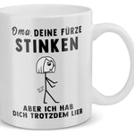 22Feels® ORIGINAL Geschenk-Tasse mit Spruch - Oma, Deine Fürze Stinken (Weiss, 320ml)-Weisse Tasse 320ml-22Feels