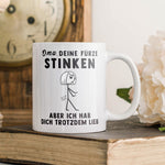 22Feels® ORIGINAL Geschenk-Tasse mit Spruch - Oma, Deine Fürze Stinken (Weiss, 320ml)-Weisse Tasse 320ml-22Feels