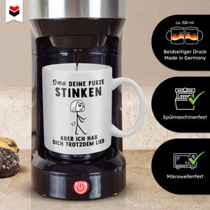 22Feels® ORIGINAL Geschenk-Tasse mit Spruch - Oma, Deine Fürze Stinken (Weiss, 320ml)-Weisse Tasse 320ml-22Feels