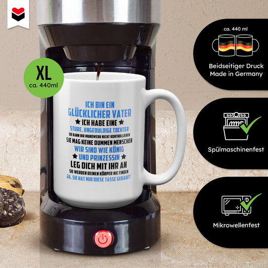 22Feels® Papa Geschenk von Tochter - XL Tasse mit Spruch (Weiss, 440ml)-Weisse XL Tasse 440ml-22Feels