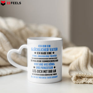 22Feels® Papa Geschenk von Tochter - Tasse mit Spruch: Sture Prinzessin (Herzhenkel, Weiss, 320ml)-Tasse Weiss Herzhenkel 320ml-22Feels