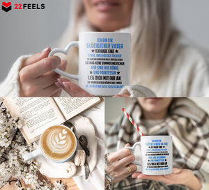22Feels® Papa Geschenk von Tochter - Tasse mit Spruch: Sture Prinzessin (Herzhenkel, Weiss, 320ml)-Tasse Weiss Herzhenkel 320ml-22Feels