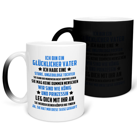 22Feels® Papa Geschenk von Tochter - Zaubertasse mit Spruch (Matt-Schwarz und Weiss, 320ml)-Farbwechsel Tasse Matt 320ml-22Feels