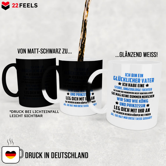 22Feels® Papa Geschenk von Tochter - Zaubertasse mit Spruch (Matt-Schwarz und Weiss, 320ml)-Farbwechsel Tasse Matt 320ml-22Feels
