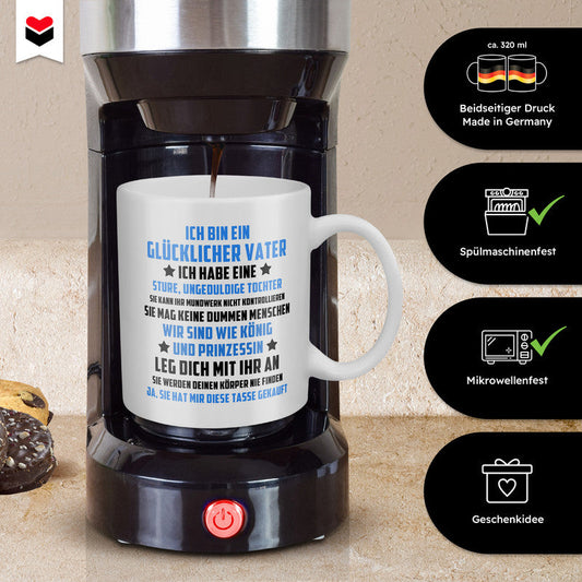 22Feels® Geschenk für Papa von Tochter - Spruch: Leg Dich Mit Dir An (Weiss, 320ml)-Weisse Tasse 320ml-22Feels