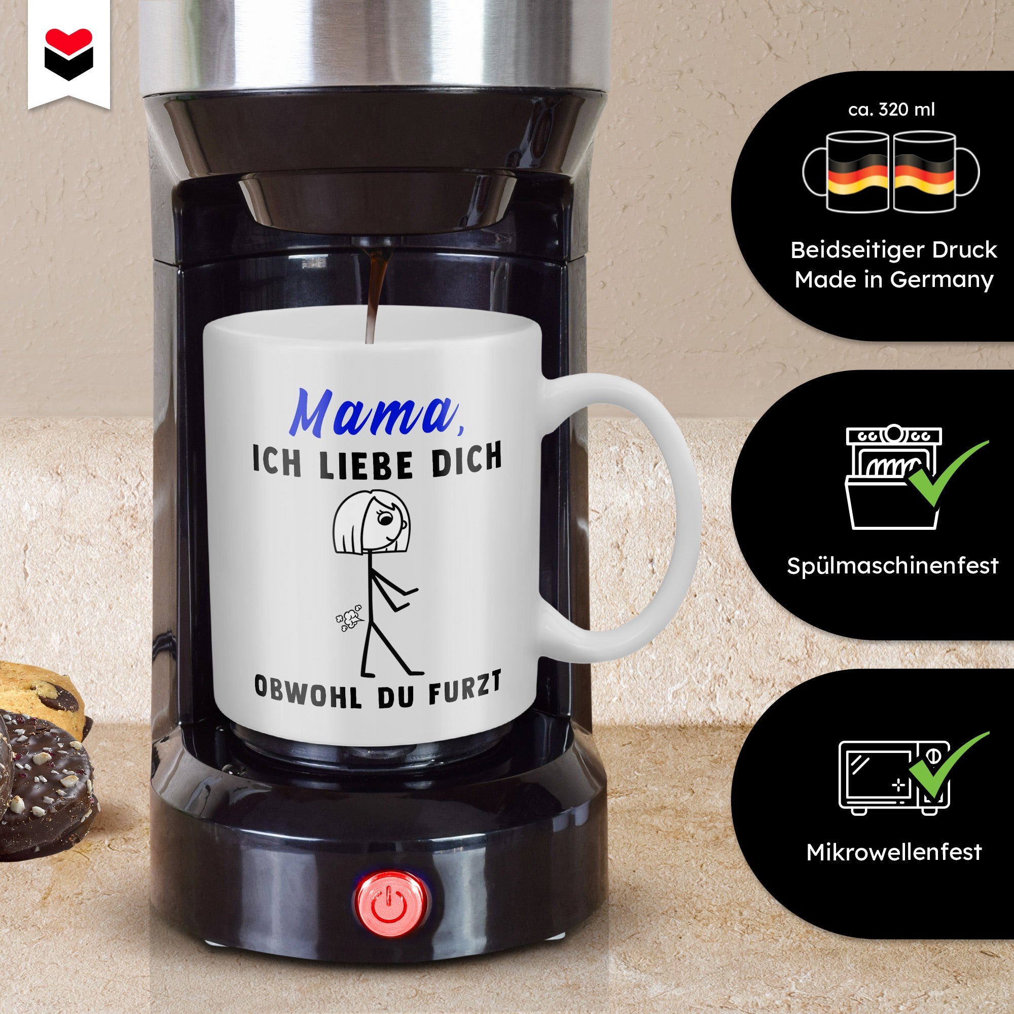 22Feels® Geschenk für Mamas - Tasse mit Spruch (Weiss, 320ml)-Weisse Tasse 320ml-22Feels