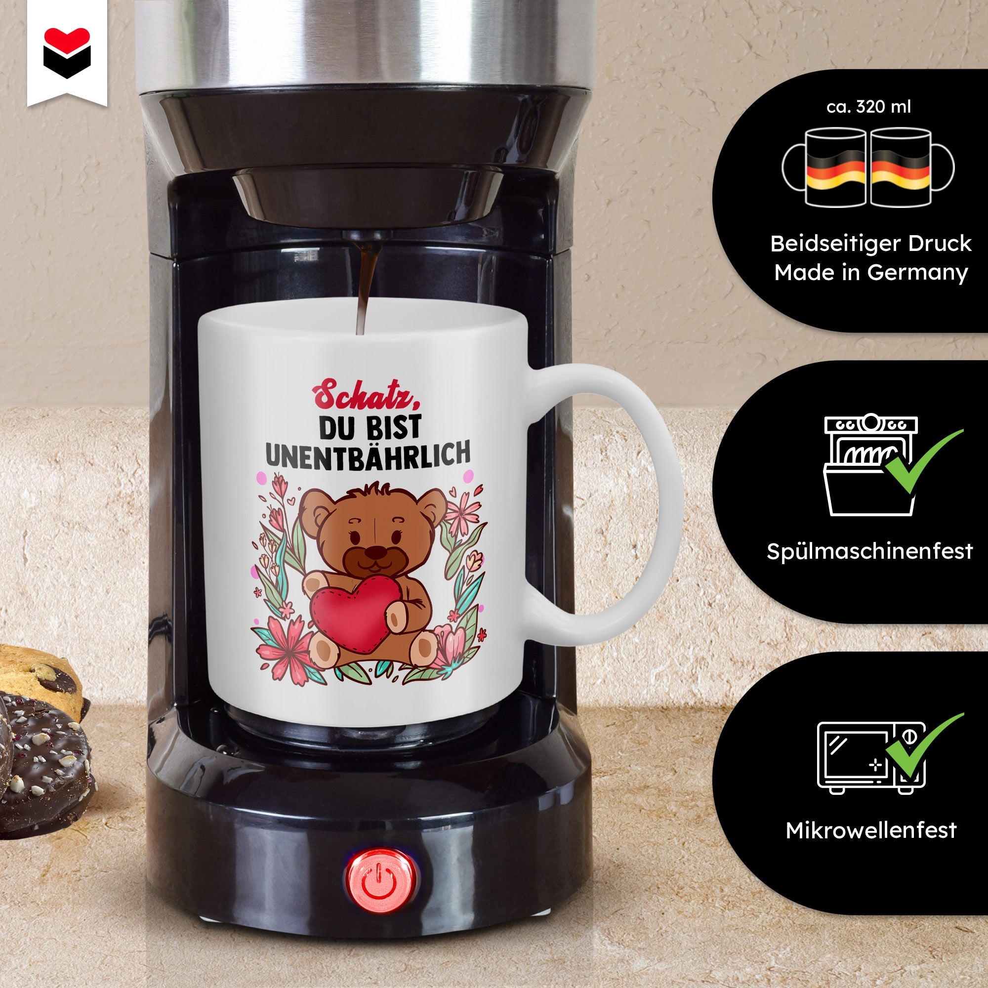 22Feels® Schatz Romantisches Geschenk für Frauen und Männer - Paar Tasse mit Spruch (Weiss, 320ml)-Weisse Tasse 320ml-22Feels