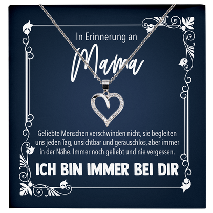 22Feels® In Erinnerung an Mama Kondolenzgeschenk - Echt Silber 925/000 Schmuckset: Herz Halskette mit Botschaftskarte-Schmuck mit Botschaftskarte - Herz21-22Feels