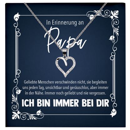 22Feels® In Erinnerung an Papa Kondolenzgeschenk - Echt Silber 925/000 Schmuckset: Herz Halskette mit Botschaftskarte-Schmuck mit Botschaftskarte - Herz21-22Feels