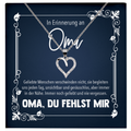 22Feels® In Erinnerung an Oma Kondolenzgeschenk - Echt Silber 925/000 Schmuckset: Herz Halskette mit Botschaftskarte-Schmuck mit Botschaftskarte - Herz21-22Feels