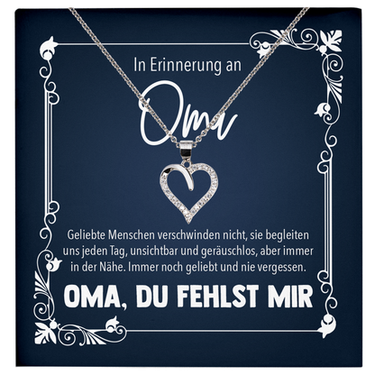 22Feels® In Erinnerung an Oma Kondolenzgeschenk - Echt Silber 925/000 Schmuckset: Herz Halskette mit Botschaftskarte-Schmuck mit Botschaftskarte - Herz21-22Feels