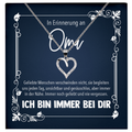 22Feels® In Erinnerung an Oma Kondolenzgeschenk - Echt Silber 925/000 Schmuckset: Herz Halskette mit Botschaftskarte-Schmuck mit Botschaftskarte - Herz21-22Feels