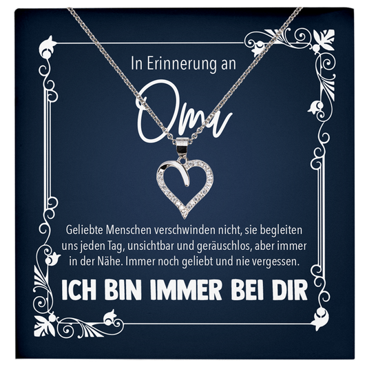 22Feels® In Erinnerung an Oma Kondolenzgeschenk - Echt Silber 925/000 Schmuckset: Herz Halskette mit Botschaftskarte-Schmuck mit Botschaftskarte - Herz21-22Feels