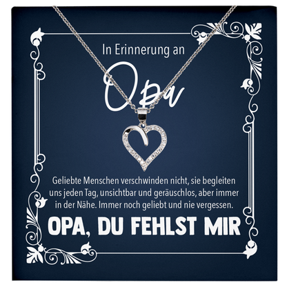 22Feels® In Erinnerung an Opa Kondolenzgeschenk - Echt Silber 925/000 Schmuckset: Herz Halskette mit Botschaftskarte-Schmuck mit Botschaftskarte - Herz21-22Feels