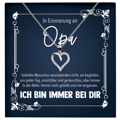 22Feels® In Erinnerung an Opa Kondolenzgeschenk - Echt Silber 925/000 Schmuckset: Herz Halskette mit Botschaftskarte-Schmuck mit Botschaftskarte - Herz21-22Feels