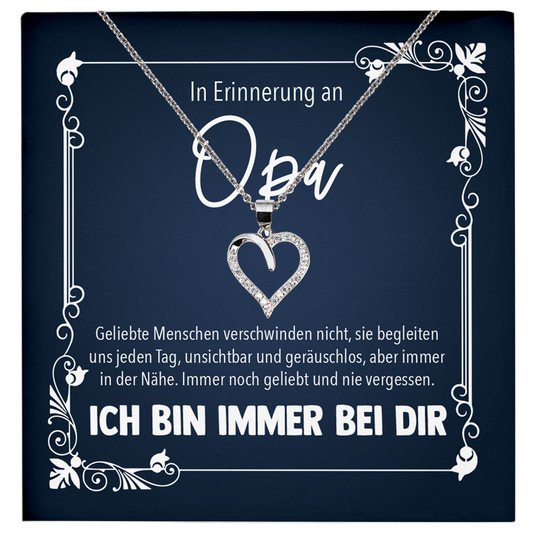 22Feels® In Erinnerung an Opa Kondolenzgeschenk - Echt Silber 925/000 Schmuckset: Herz Halskette mit Botschaftskarte-Schmuck mit Botschaftskarte - Herz21-22Feels
