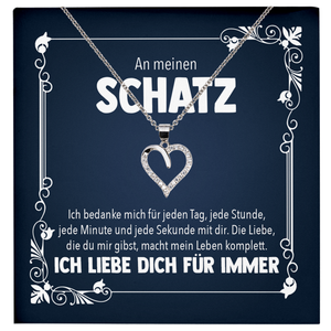 22Feels® Schatz Romantisches Geschenk für Frauen zum Jahrestag, Valentinstag, Hochzeitstag und co. - Echt Silber 925/000 Schmuckset: Herz Halskette mit Botschaftskarte-Schmuck mit Botschaftskarte - Herz21-22Feels