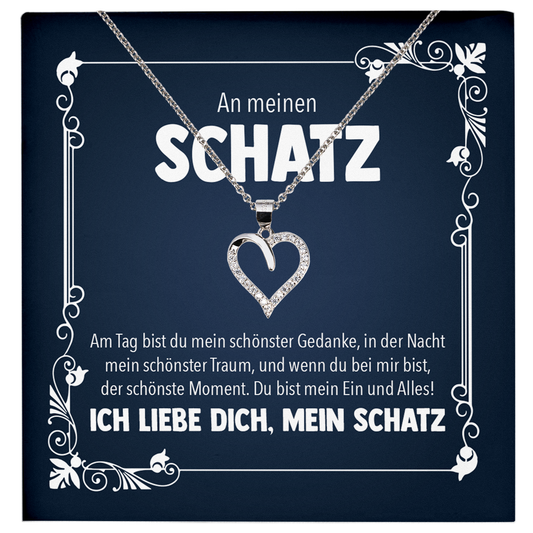 22Feels® Romantisches Geschenk für Frauen zum Hochzeistag, Jahrestag, Valentinstag und co. - Echt Silber 925/000 Schmuckset: Herz Halskette mit Botschaftskarte-Schmuck mit Botschaftskarte - Herz21-22Feels
