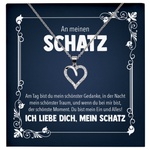 22Feels® Romantisches Geschenk für Frauen zum Hochzeistag, Jahrestag, Valentinstag und co. - Echt Silber 925/000 Schmuckset: Herz Halskette mit Botschaftskarte-Schmuck mit Botschaftskarte - Herz21-22Feels