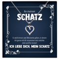 22Feels® Schatz Romantisches Geschenk für Frauen zum Jahrestag, Valentinstag, Hochzeitstag und co. - Echt Silber 925/000 Schmuckset: Herz Halskette mit Botschaftskarte-Schmuck mit Botschaftskarte - Herz21-22Feels