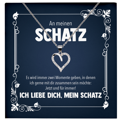 22Feels® Schatz Romantisches Geschenk für Frauen zum Jahrestag, Valentinstag, Hochzeitstag und co. - Echt Silber 925/000 Schmuckset: Herz Halskette mit Botschaftskarte-Schmuck mit Botschaftskarte - Herz21-22Feels