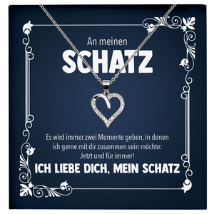 22Feels® Schatz Romantisches Geschenk für Frauen zum Jahrestag, Valentinstag, Hochzeitstag und co. - Echt Silber 925/000 Schmuckset: Herz Halskette mit Botschaftskarte-Schmuck mit Botschaftskarte - Herz21-22Feels