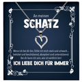 22Feels® Romantisches Geschenk für Frauen zum Hochzeistag, Jahrestag, Valentinstag und co. - Echt Silber 925/000 Schmuckset: Herz Halskette mit Botschaftskarte-Schmuck mit Botschaftskarte - Herz21-22Feels
