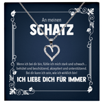 22Feels® Romantisches Geschenk für Frauen zum Hochzeistag, Jahrestag, Valentinstag und co. - Echt Silber 925/000 Schmuckset: Herz Halskette mit Botschaftskarte-Schmuck mit Botschaftskarte - Herz21-22Feels