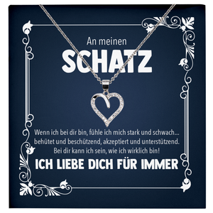 22Feels® Romantisches Geschenk für Frauen zum Hochzeistag, Jahrestag, Valentinstag und co. - Echt Silber 925/000 Schmuckset: Herz Halskette mit Botschaftskarte-Schmuck mit Botschaftskarte - Herz21-22Feels
