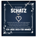 22Feels® Schatz Romantisches Geschenk für Frauen zum Jahrestag, Valentinstag, Hochzeitstag und co. - Echt Silber 925/000 Schmuckset: Herz Halskette mit Botschaftskarte-Schmuck mit Botschaftskarte - Herz21-22Feels