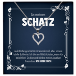 22Feels® Romantisches Geschenk für Frauen zum Hochzeistag, Jahrestag, Valentinstag und co. - Echt Silber 925/000 Schmuckset: Herz Halskette mit Botschaftskarte-Schmuck mit Botschaftskarte - Herz21-22Feels