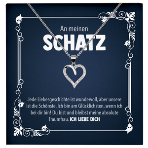 22Feels® Romantisches Geschenk für Frauen zum Hochzeistag, Jahrestag, Valentinstag und co. - Echt Silber 925/000 Schmuckset: Herz Halskette mit Botschaftskarte-Schmuck mit Botschaftskarte - Herz21-22Feels