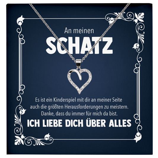 22Feels® Romantisches Geschenk für Frauen zum Hochzeistag, Jahrestag, Valentinstag und co. - Echt Silber 925/000 Schmuckset: Herz Halskette mit Botschaftskarte-Schmuck mit Botschaftskarte - Herz21-22Feels