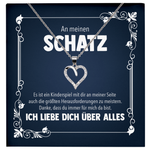 22Feels® Romantisches Geschenk für Frauen zum Hochzeistag, Jahrestag, Valentinstag und co. - Echt Silber 925/000 Schmuckset: Herz Halskette mit Botschaftskarte-Schmuck mit Botschaftskarte - Herz21-22Feels