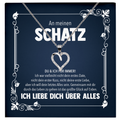 22Feels® Romantisches Geschenk für Frauen zum Hochzeistag, Jahrestag, Valentinstag und co. - Echt Silber 925/000 Schmuckset: Herz Halskette mit Botschaftskarte-Schmuck mit Botschaftskarte - Herz21-22Feels